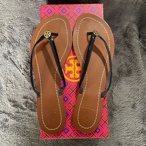 TORY BURCH NAVY TERRA THONG SANDALS SIZE 9 With Box